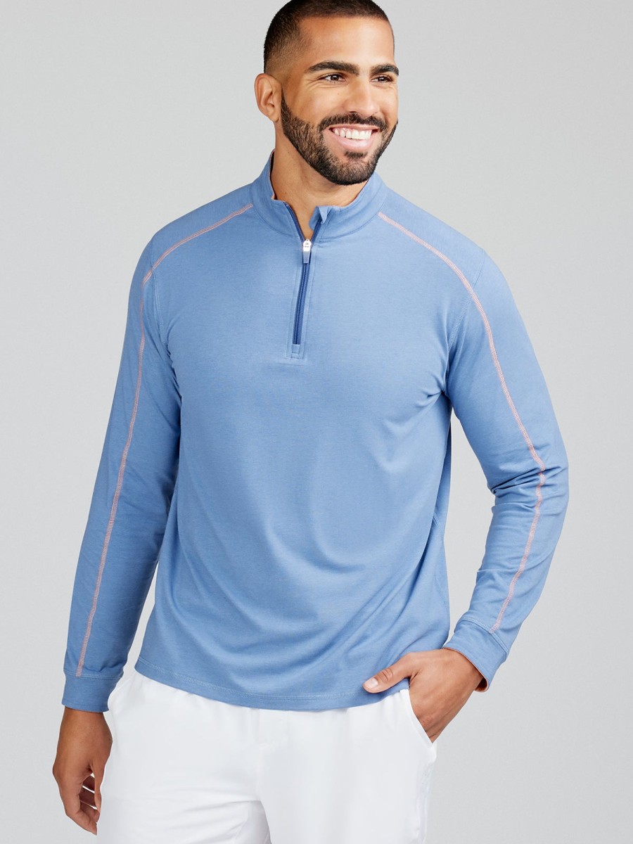 Men'S tasc Performance Yoga | Men'S Lightweight Quarter Zip: Men'S Outerwear Dusk/Apricot Crush Heather