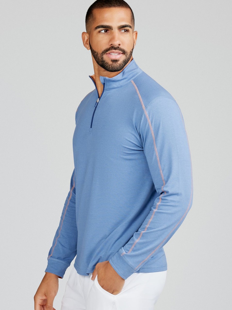 Men'S tasc Performance Yoga | Men'S Lightweight Quarter Zip: Men'S Outerwear Dusk/Apricot Crush Heather