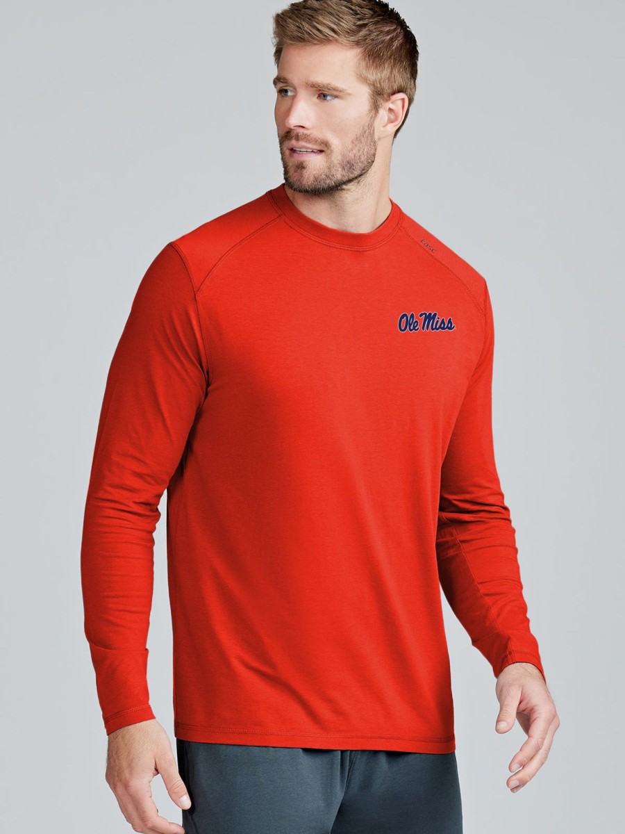 Men'S tasc Performance Long Sleeves | Carrollton Long Sleeve Fitness T-Shirt - Ole Miss Bright Red C