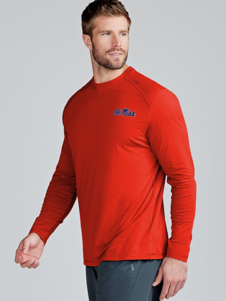 Men'S tasc Performance Long Sleeves | Carrollton Long Sleeve Fitness T-Shirt - Ole Miss Bright Red C