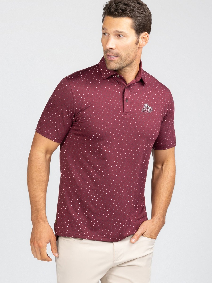 Men'S tasc Performance Polos | Cloud Polo - Ace Dot - Mississippi State Maroon C