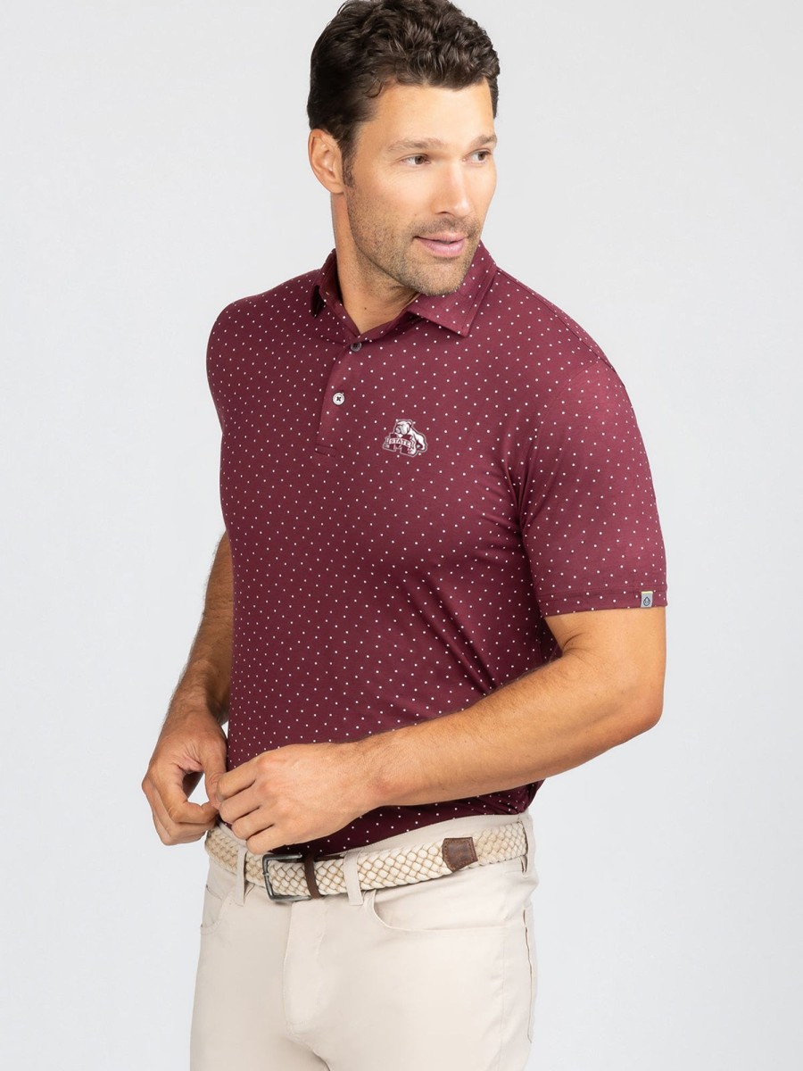 Men'S tasc Performance Polos | Cloud Polo - Ace Dot - Mississippi State Maroon C