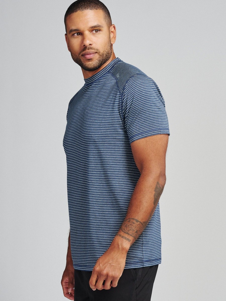 Men'S tasc Performance T-Shirts | Carrollton Fitness T-Shirt - Mini Stripe Classic Navy Heather/Serene