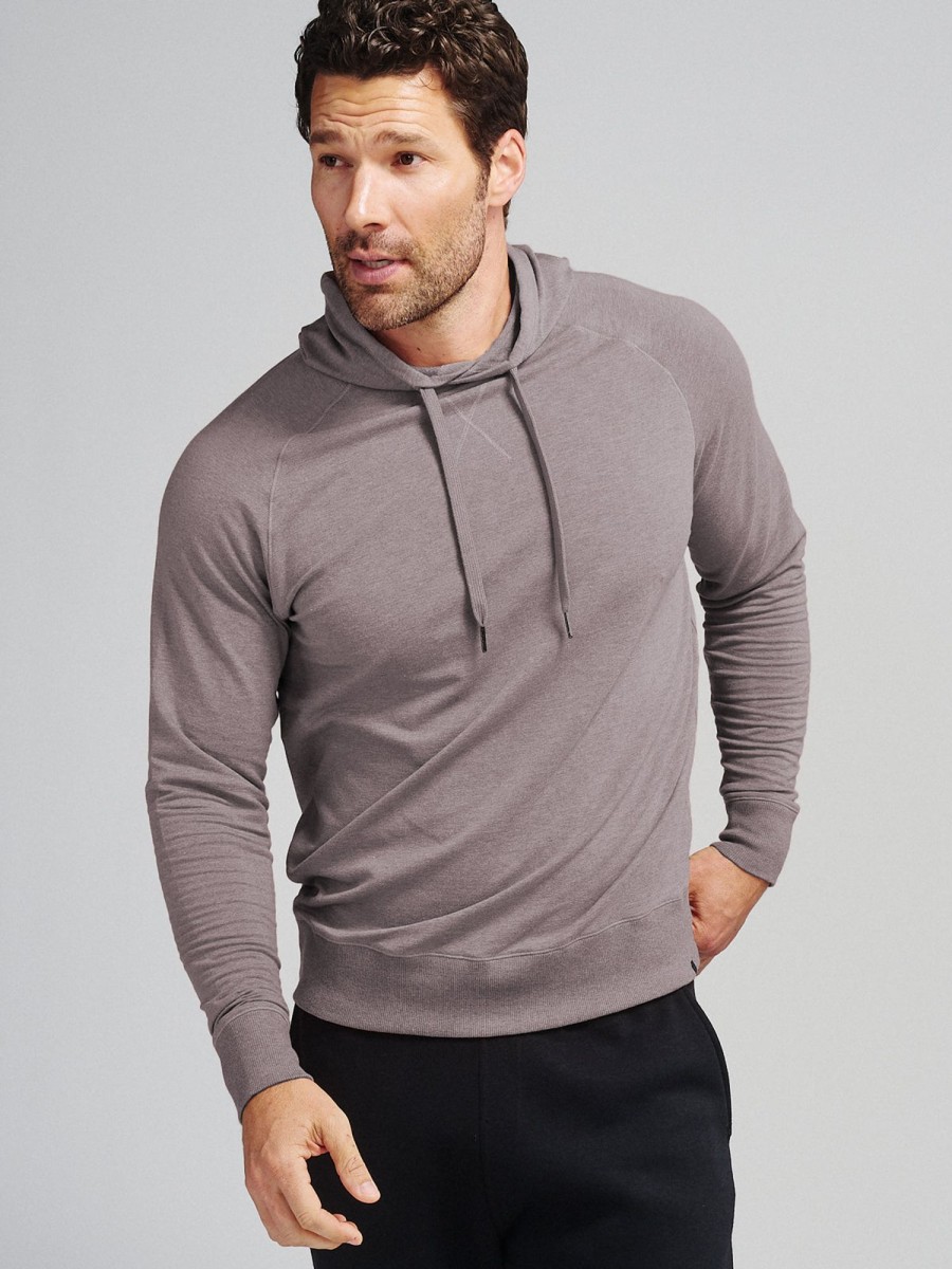 Men'S tasc Performance Lounge | Varsity French Terry Hoodie | Men'S Activewear | Tasc Performance Stone Gray