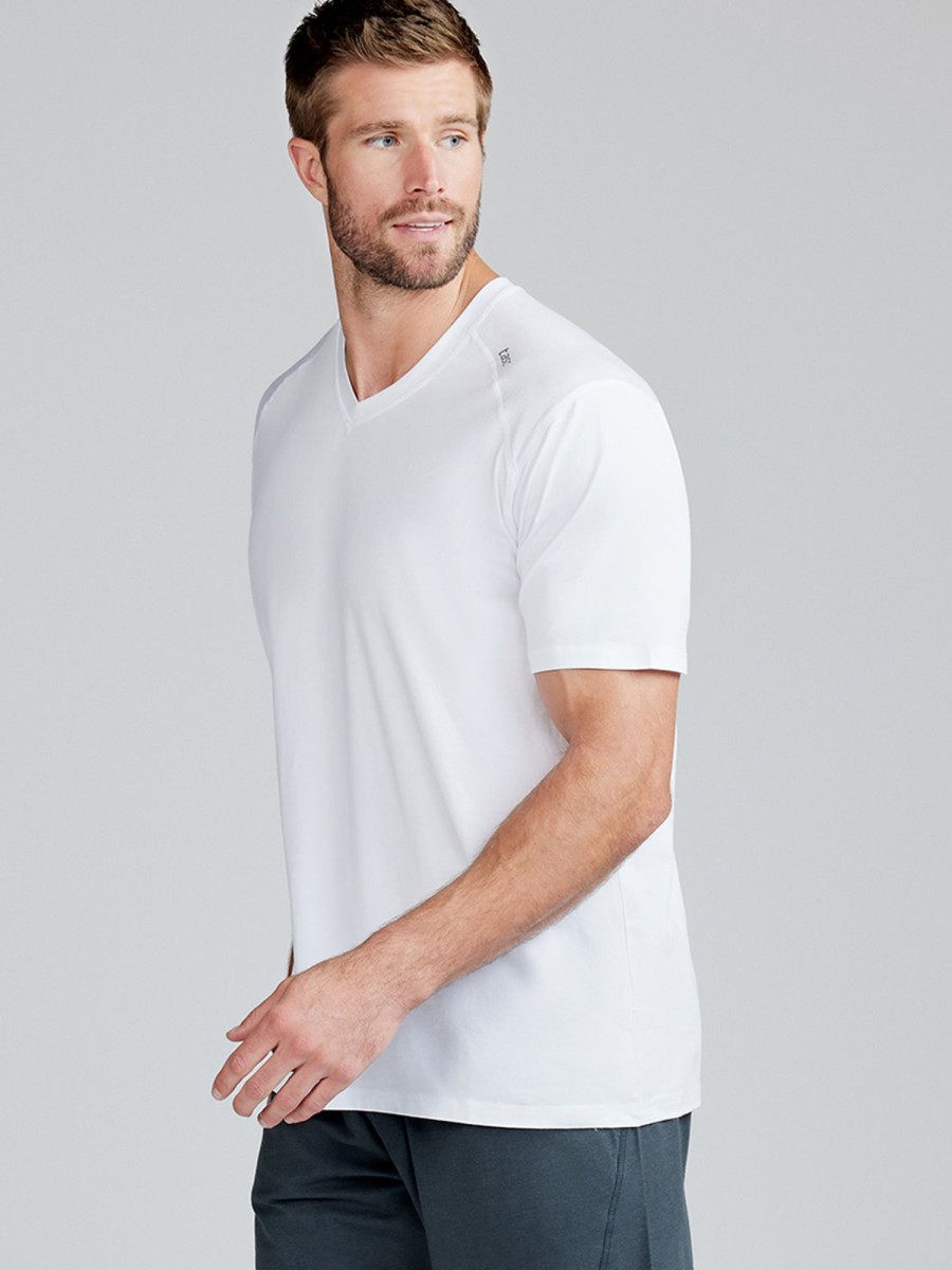 Men'S tasc Performance Yoga | Carrollton Fitness V-Neck T-Shirt | Men'S Apparel | Tasc Performance White