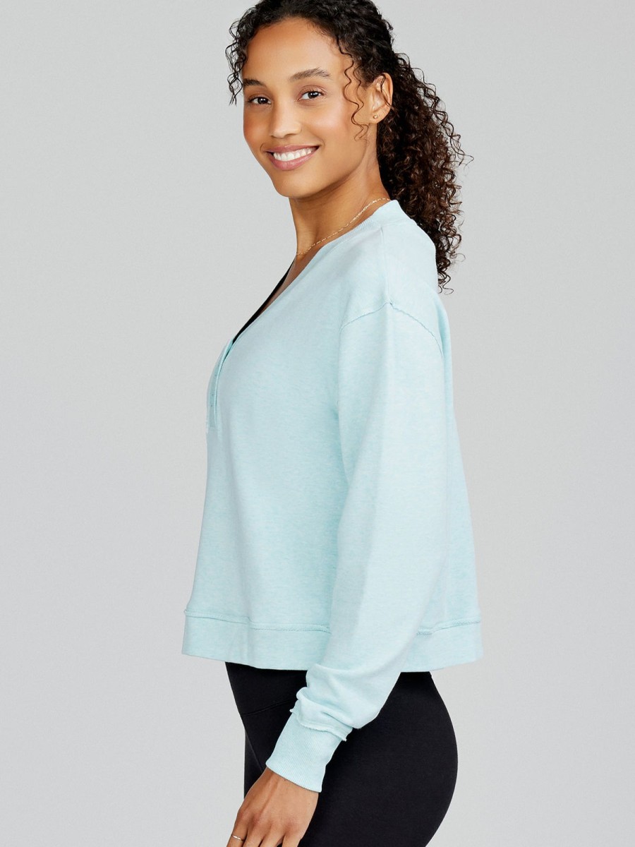 Women'S tasc Performance Lounge | Varsity Henley Sweatshirt Serene Heather