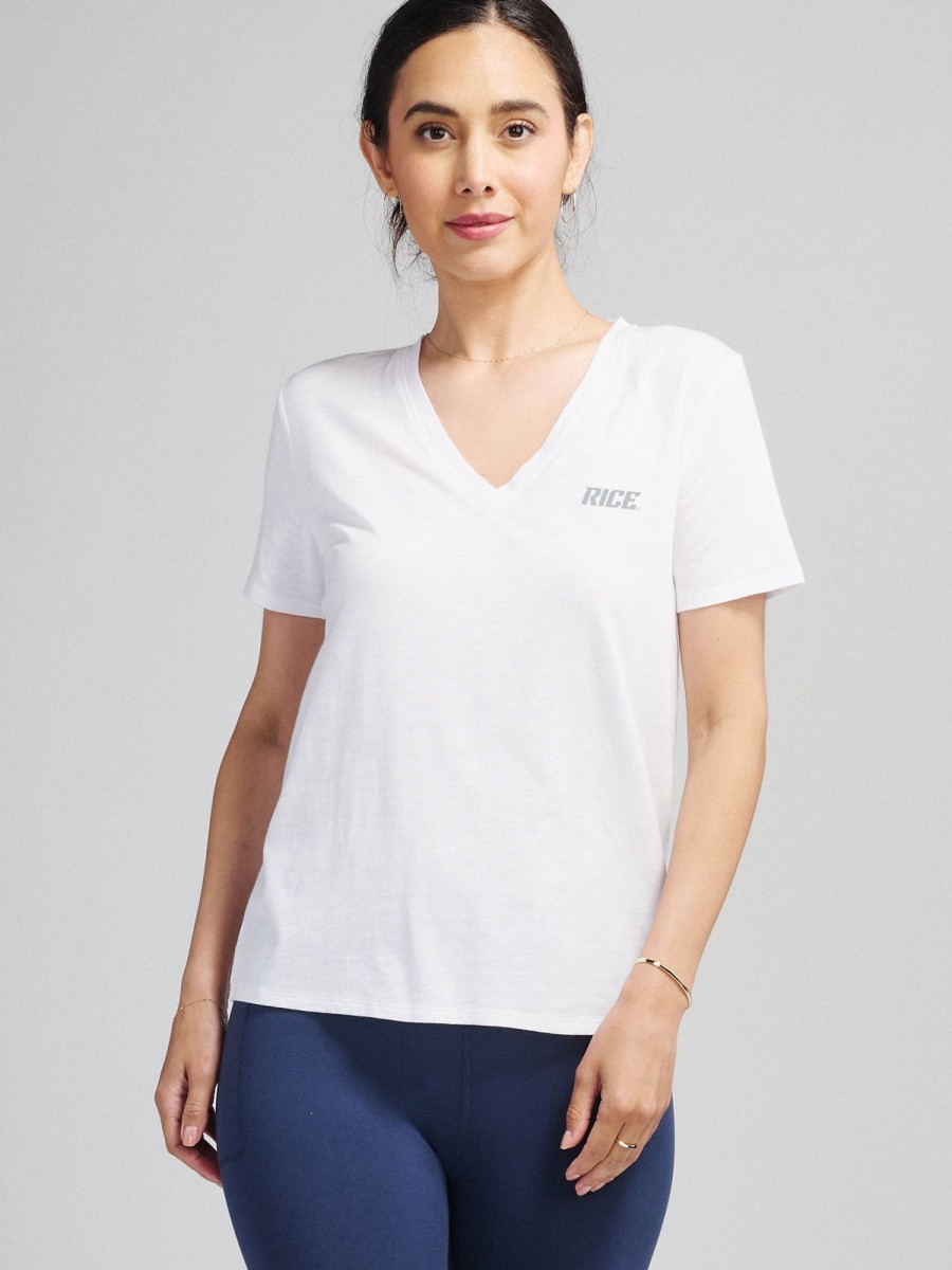 Women'S tasc Performance T-Shirts | Nola V-Neck T-Shirt - Rice University White