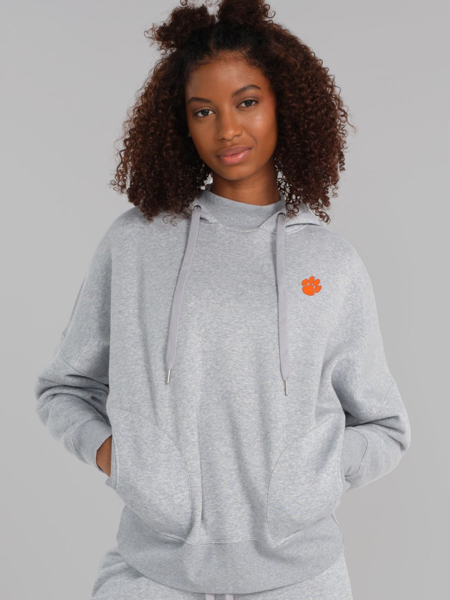 Women'S tasc Performance Lounge | Legendary Fleece Hoodie W - Clemson Perfect Gray Heather