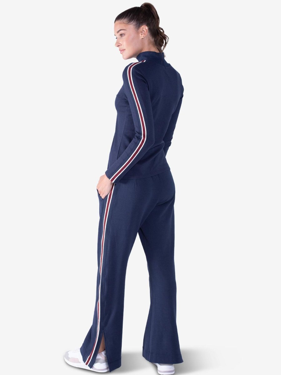 Women'S tasc Performance Sale | Apres Turtleneck Sweater Stripe Classic Navy/Garnet