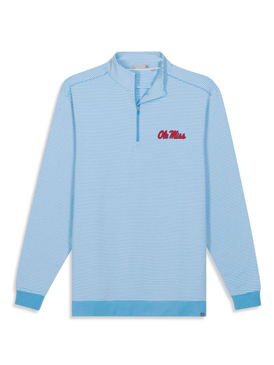 Men'S tasc Performance Pullovers + Sweatshirts | Cloud French Terry Quarter Zip - Ole Miss Coastline Blue/White