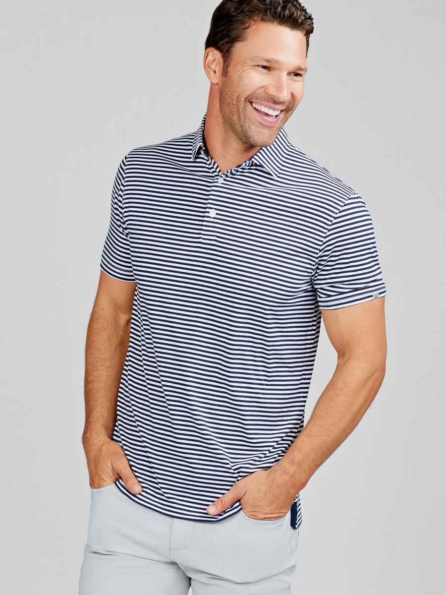 Men'S tasc Performance Golf | Cloud Polo - Air Stripe Classic Navy/White