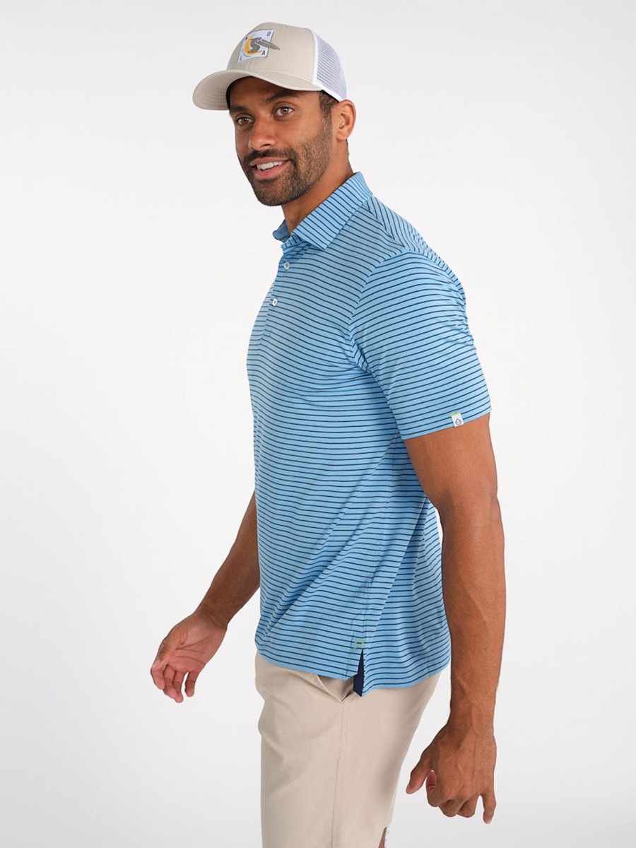 Men'S tasc Performance Sale | Microair Polo Brookline Stripe - Men'S Golf Polos - Tasc Performance Coastline Blue/Classic Navy