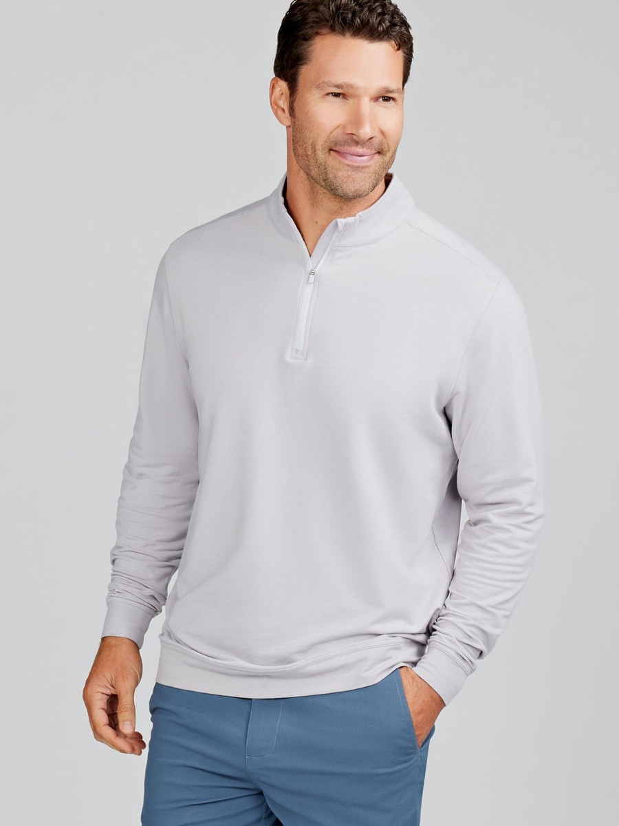 Men'S tasc Performance Golf | Men'S Cloud French Terry Quarter Zip | Tasc Performance Silver