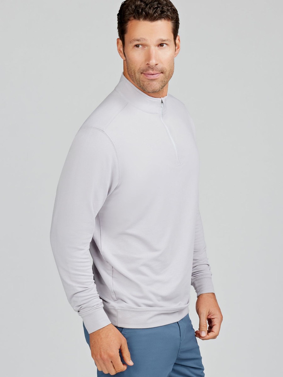 Men'S tasc Performance Golf | Men'S Cloud French Terry Quarter Zip | Tasc Performance Silver