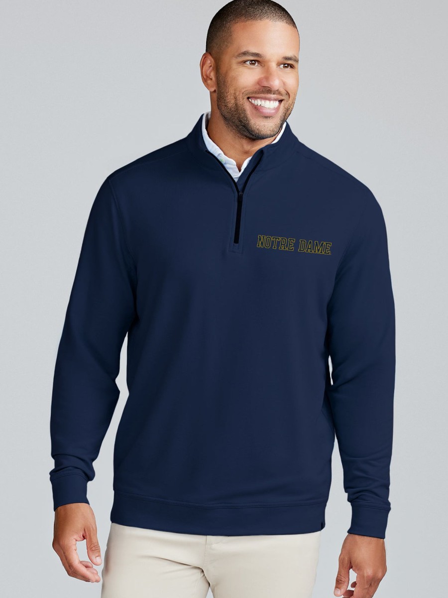 Men'S tasc Performance Pullovers + Sweatshirts | Cloud French Terry Quarter Zip - Notre Dame Classic Navy