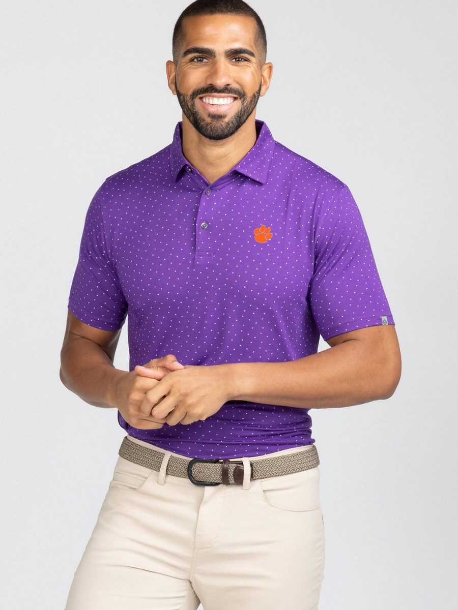 Men'S tasc Performance Polos | Cloud Polo - Ace Dot - Clemson Purple C