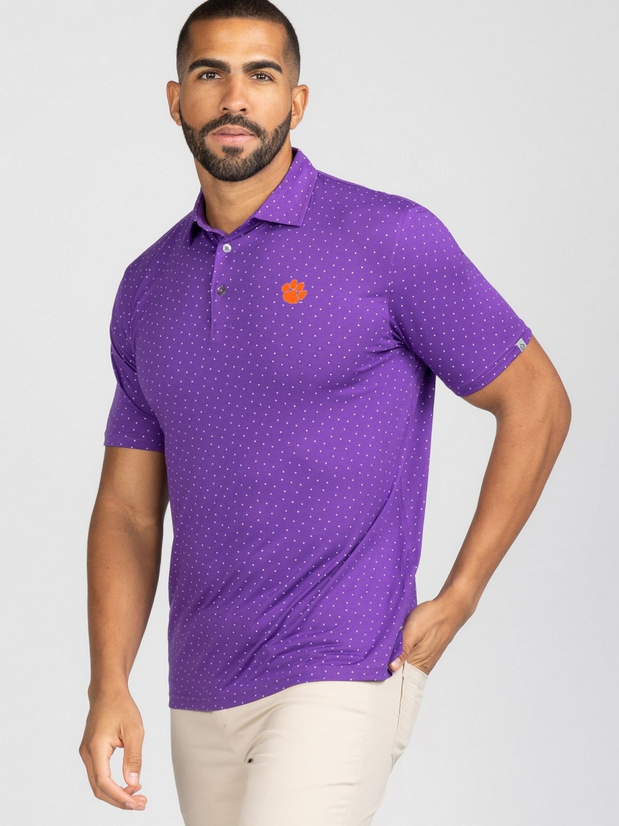 Men'S tasc Performance Polos | Cloud Polo - Ace Dot - Clemson Purple C