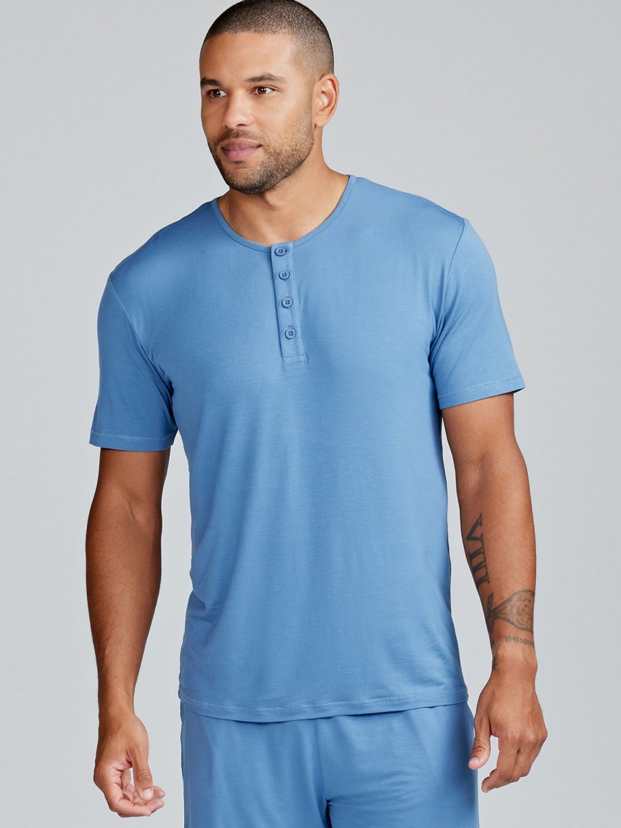 Men'S tasc Performance Sleep | Bamboo Silk Short Sleeve Henley Dusk