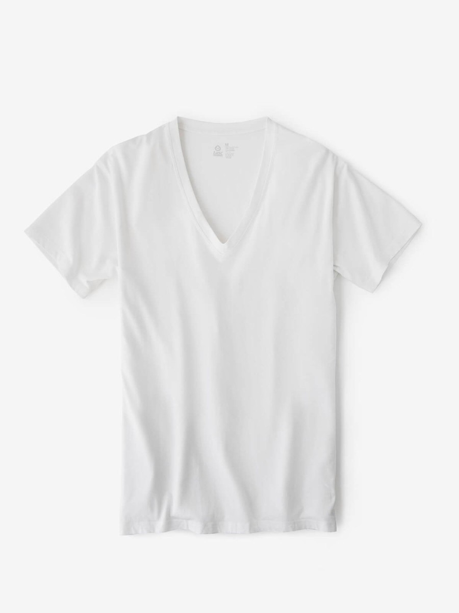 Men'S tasc Performance Lounge | Bambare Bamboo Comfort Deep V-Neck Undershirt - Tasc Performance White