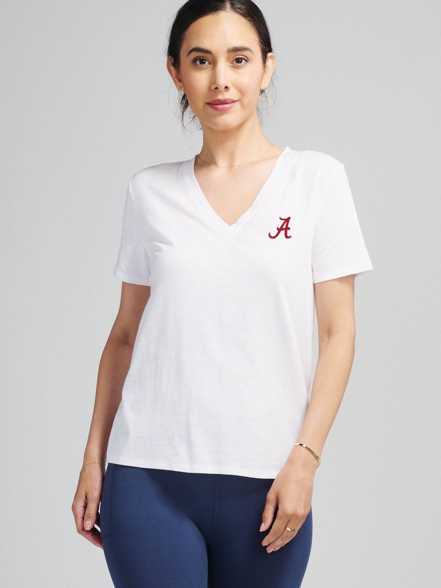 Women'S tasc Performance T-Shirts | Nola V-Neck T-Shirt - Alabama White