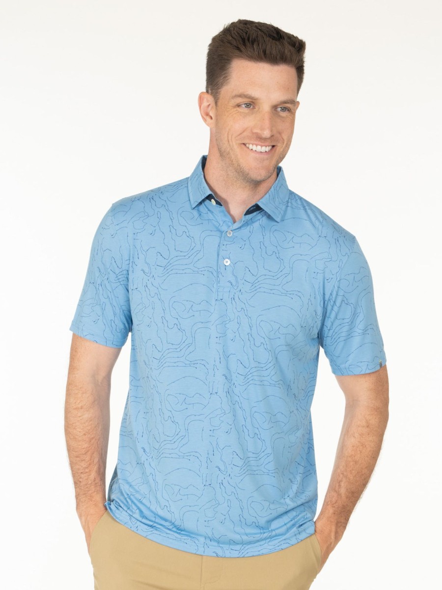 Men'S tasc Performance Sale | Cloud Polo - Topography Print Coastline Topography