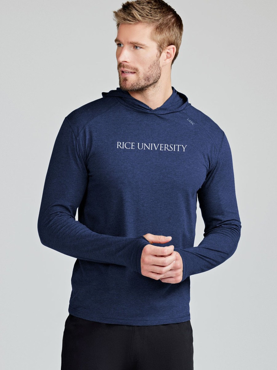 Men'S tasc Performance Pullovers + Sweatshirts | Carrollton Lightweight Hoodie - Rice University Classic Navy Heather