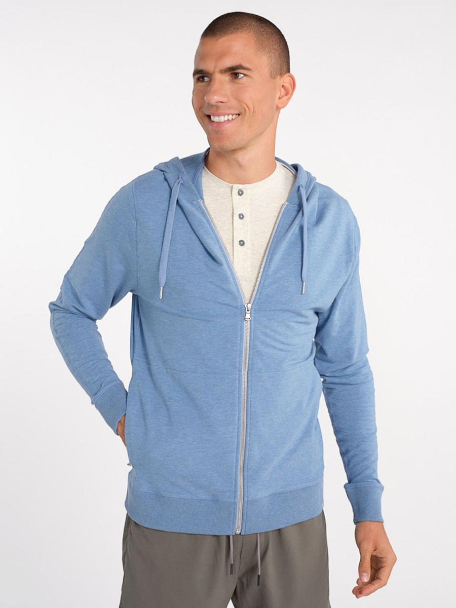 Men'S tasc Performance Sale | Varsity French Terry Full Zip Hoodie Chambray Heather