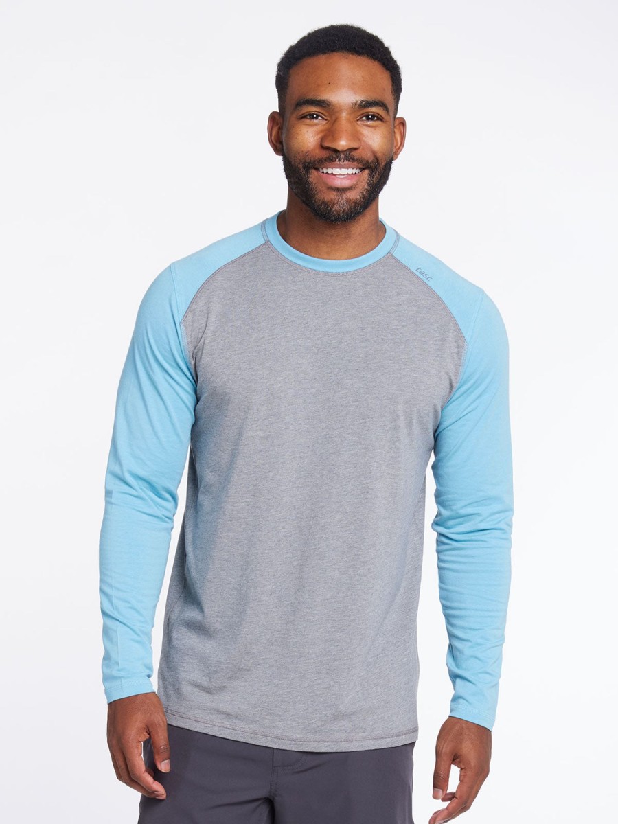 Men'S tasc Performance Sale | Carrollton Blocked Long Sleeve Fitness T-Shirt Heather Gray/Lake Blue