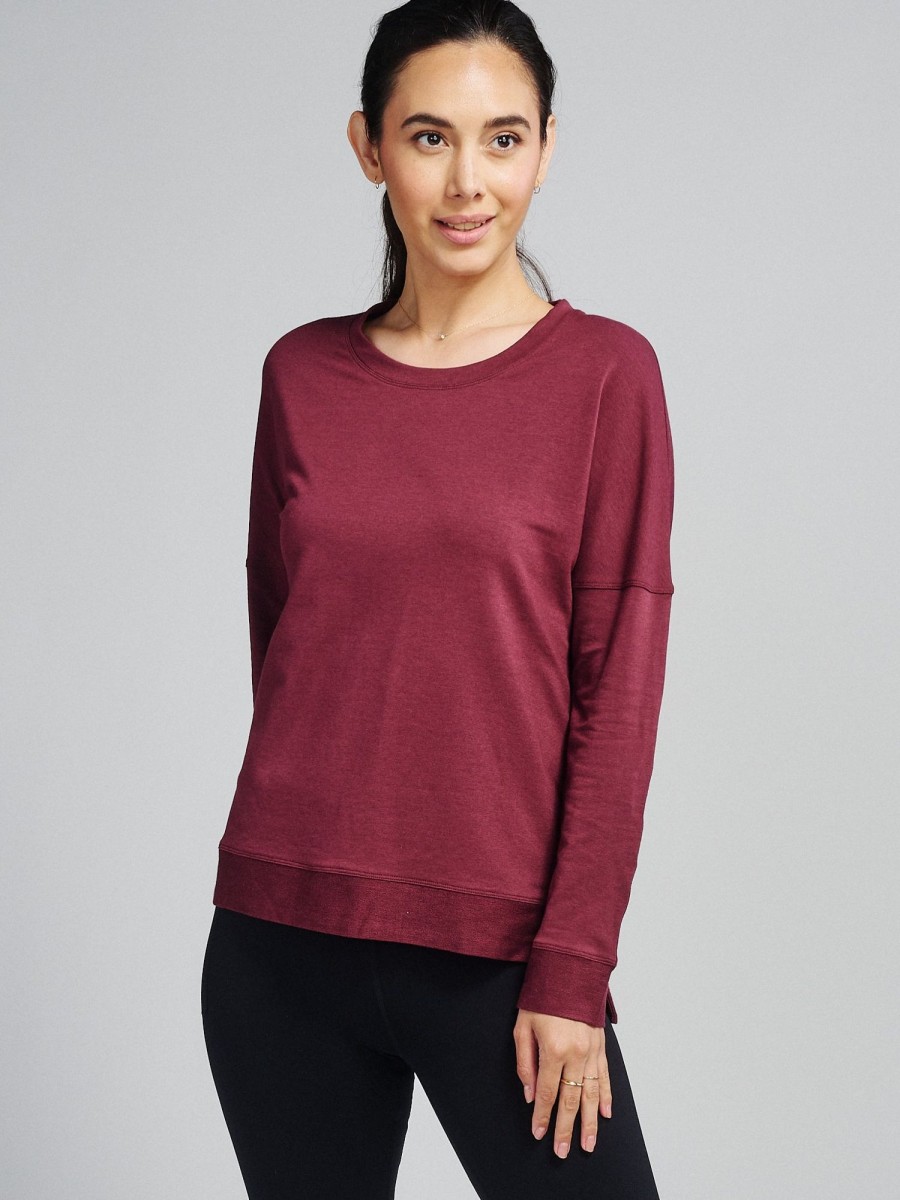 Women'S tasc Performance Sale | Women'S Riverwalk French Terry Casual Sweatshirt | Tasc Performance Wineberry