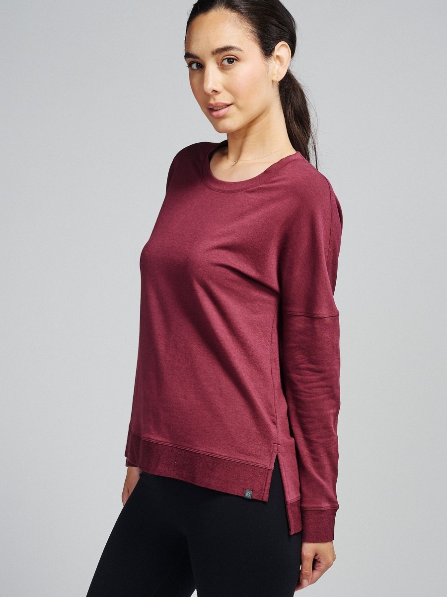 Women'S tasc Performance Sale | Women'S Riverwalk French Terry Casual Sweatshirt | Tasc Performance Wineberry