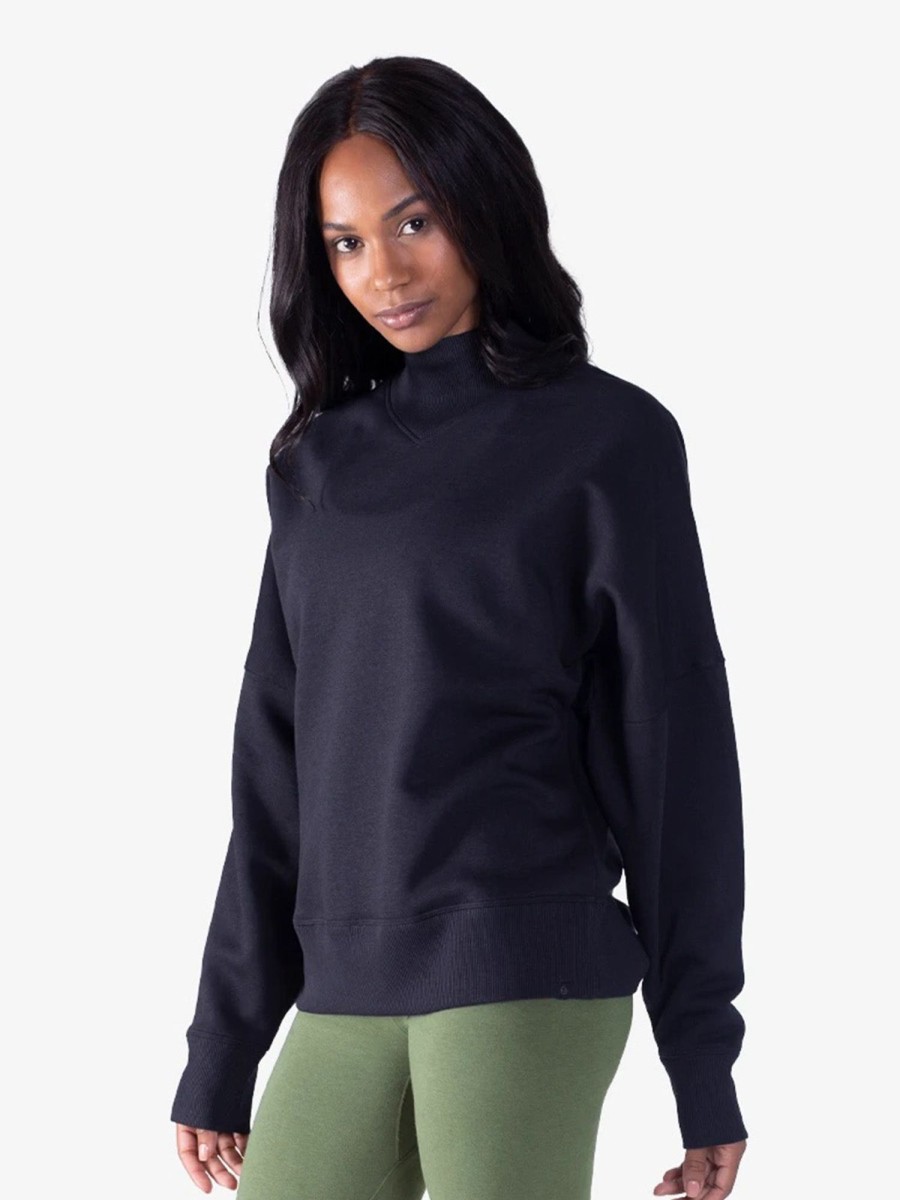 Women'S tasc Performance Sale | Legendary Fleece Mock Neck Sweatshirt Black